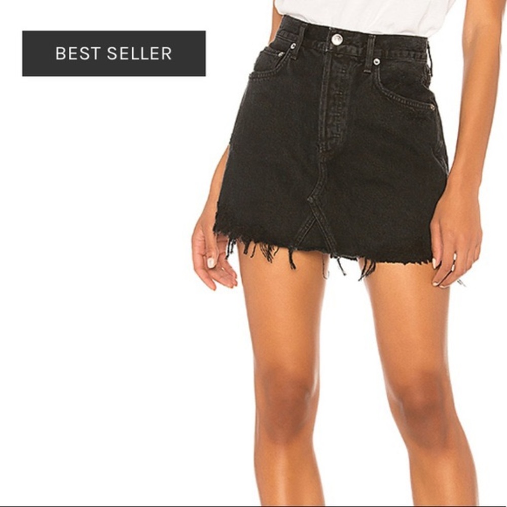 AGOLDE black denim mini skirt